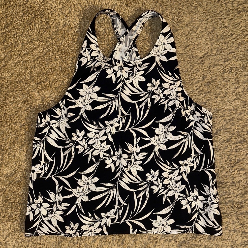 NWOT Madewell Navy Blue and White Floral Tank Top (4)
